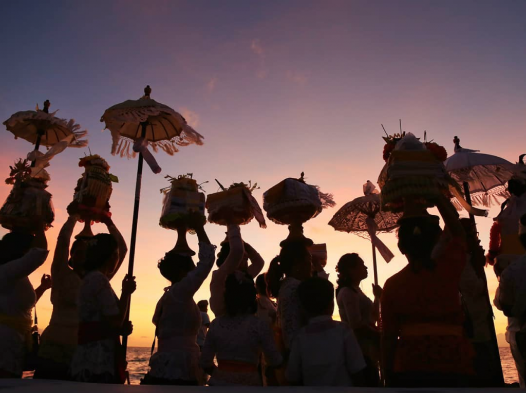 Hindu, lombok, ceremony, sunset